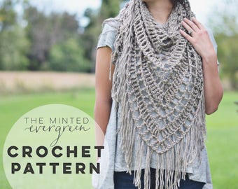 Triangle Scarf Crochet Pattern | The Traverse Cowl + Shawl Crochet Pattern | Crochet Pattern. Crochet Cowl Pattern.  DIY Cowl Pattern.