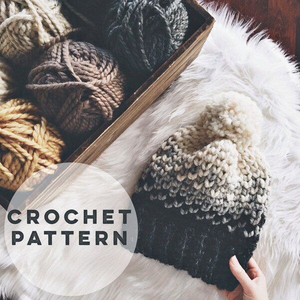 CROCHET PATTERN | Fair Isle Crochet Hat Pattern | The Nash Hat Crochet Pattern | Knit Stitch Crochet Pattern | Fair Isle Ombré Crochet DIY