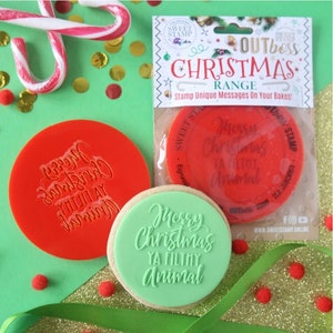 OUTBOSS &quot;Merry Christmas You Filthy Animal&quot; embosser fondant stamp, for cookies, cupcakes & cake decorating debosser, Free shipping over 35