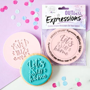Outboss Expressions &quot;LET&#39;S STAY HOME&quot; fondant stamp, embosser for cookies, cupcakes & cake decorating debosser, Free shipping over 35