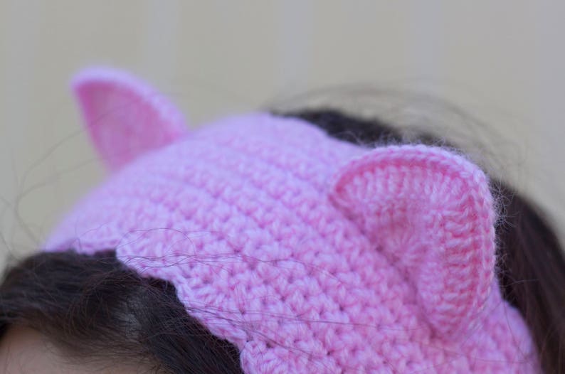 Knit Crochet Cat Ears Headband Pink Cat Ears Wool Cat Ear Etsy