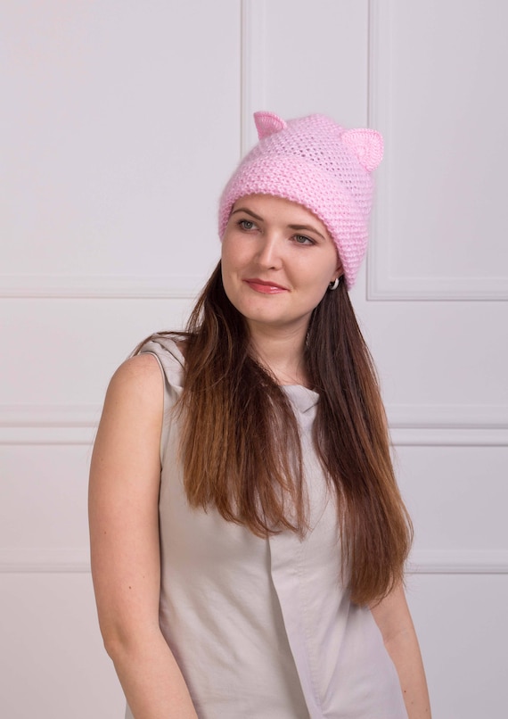Lana Nero Cotone HAND Knitted Ear Warmer Cappello Cerchietto Fiore