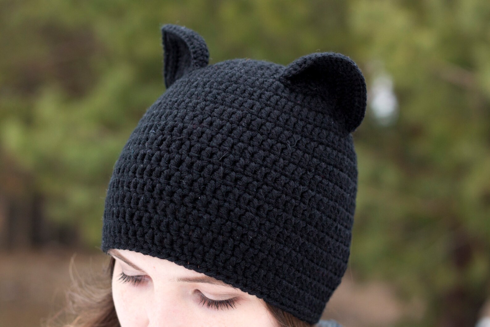 Cat ear beanie Black cat ear hat Knit hat woman Realistic cat Etsy