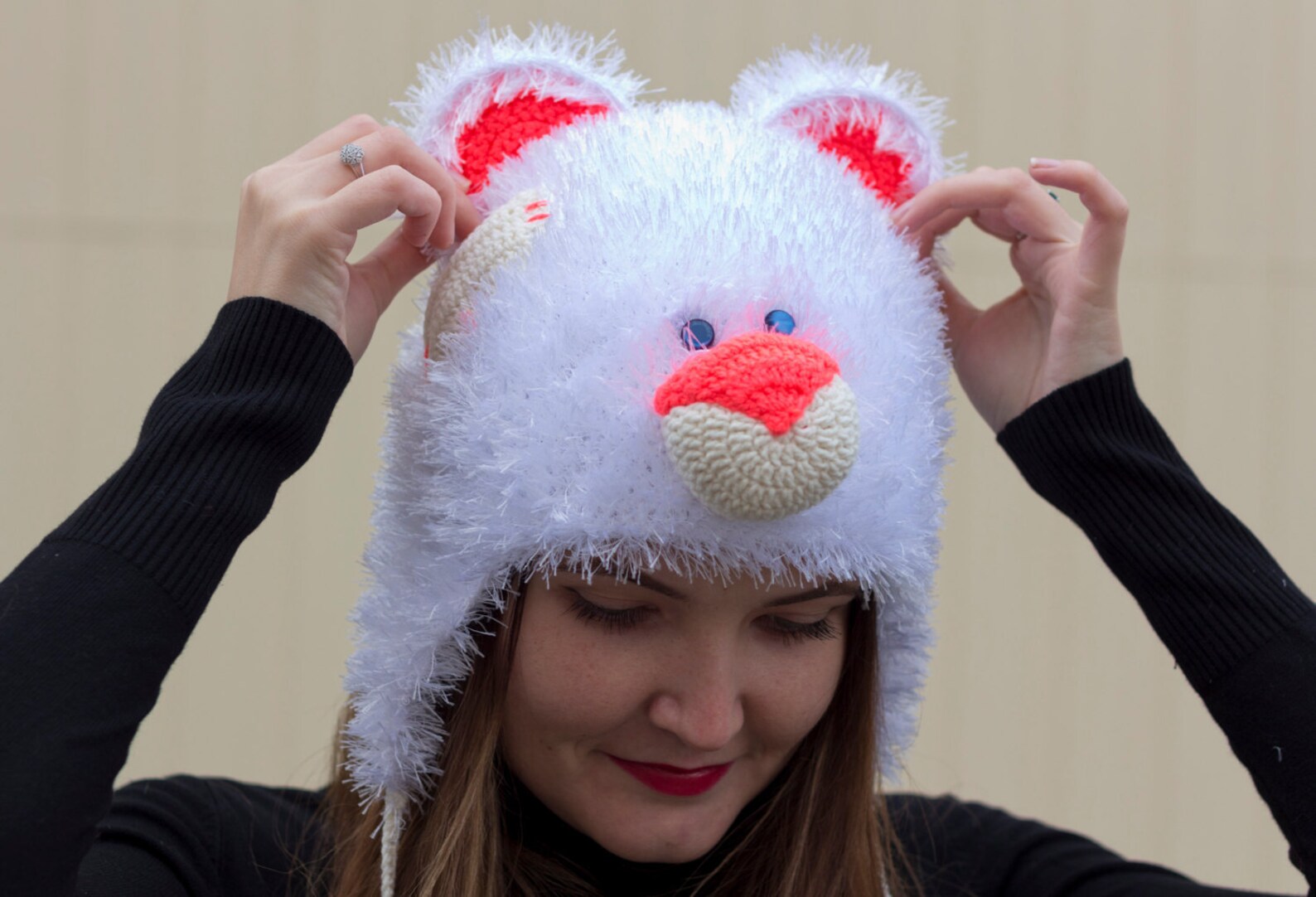 Knit Adult Animal Hat Knit Hat Bear Animal Beanie Adult Knit Etsy