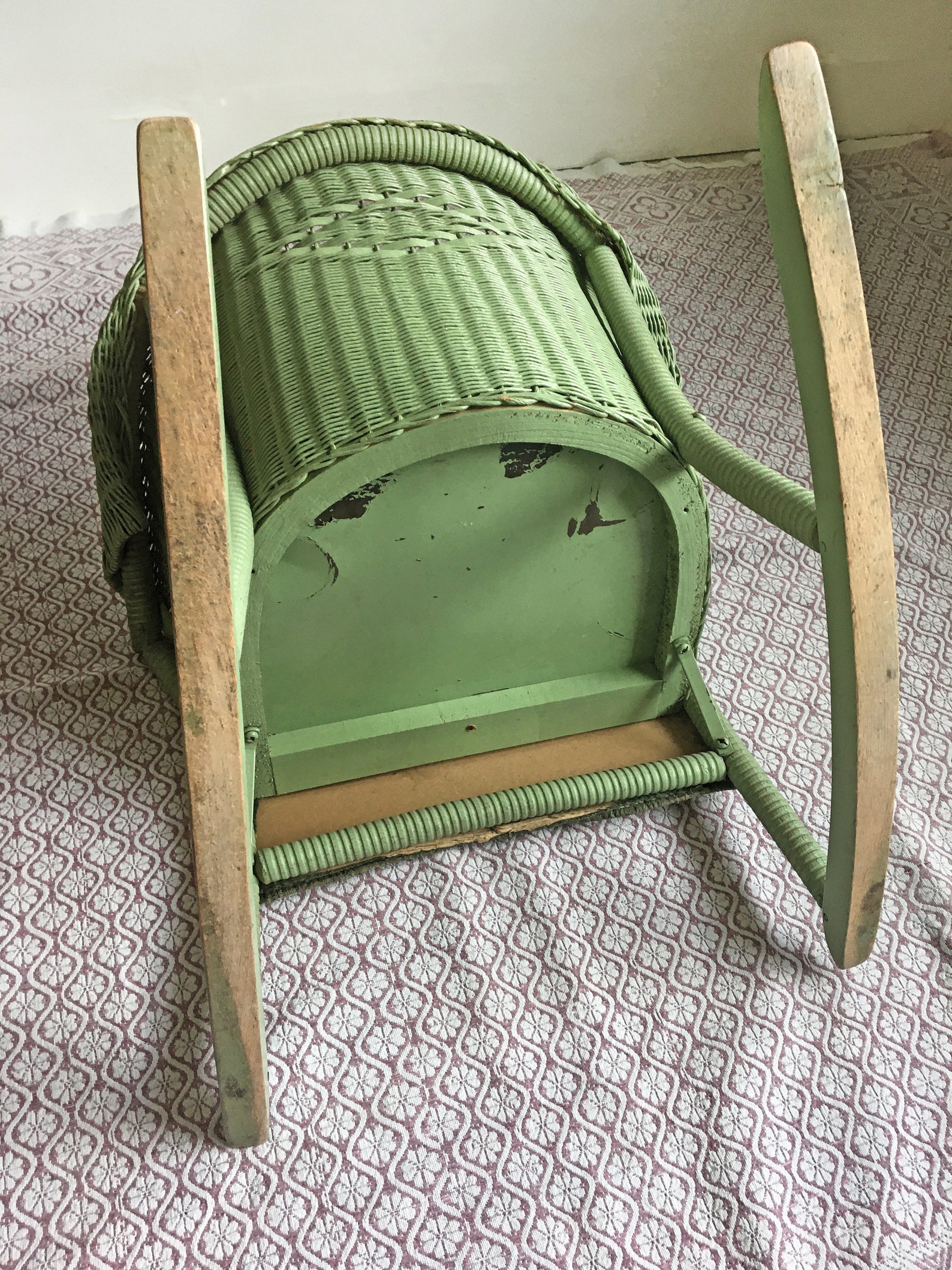 Antique Children's Green Wicker Rocking Chair/victorian Etsy