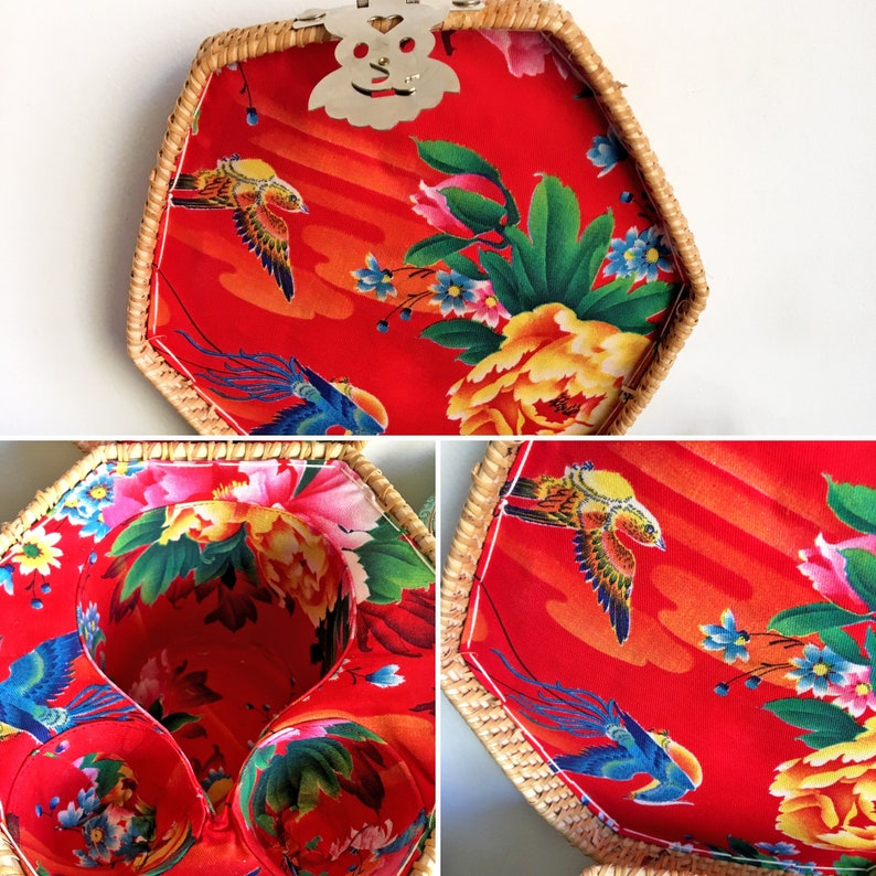 Chinese Teapot & Cups Wicker Tea Basket Travel Set/Vintage Etsy