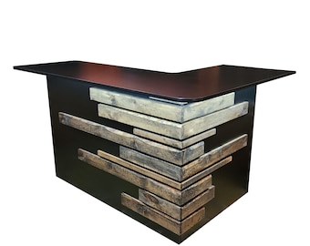 Rustic Home Bar: Reclaimed Wood Tavern with LED Lights