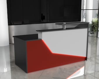 California Reception Desk: 6ft Modern Sales Counter w/ LED Lights