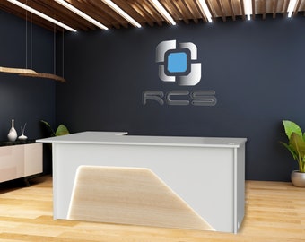 Ambiance Arc Reception Desk: Modern Office Sales Counter