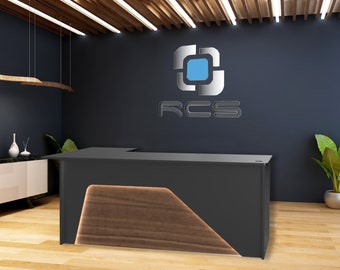 Ambiance Arc Reception Desk: Modern Office Sales Counter