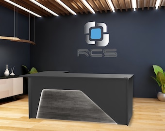 Ambiance Arc Reception Desk: Modern Office Sales Counter