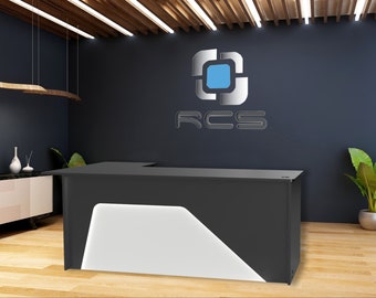 Ambiance Arc Reception Desk: Modern Office Sales Counter
