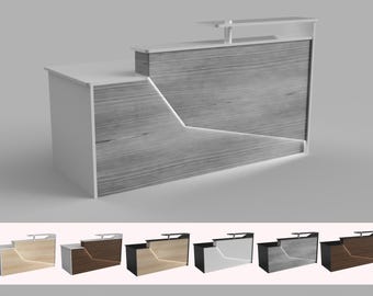 California Reception Desk: 6ft Modern Sales Counter w/ LED Lights