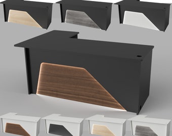 Ambiance Arc Reception Desk: Modern Office Sales Counter with LED