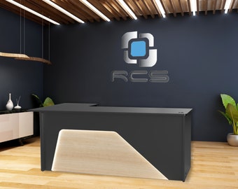 Ambiance Arc Reception Desk: Modern Office Sales Counter