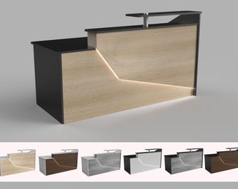 California Reception Desk: 6ft Modern Sales Counter with LED Lights