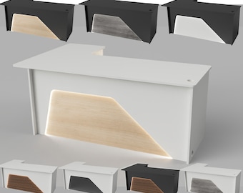 Ambiance Arc Reception Desk: Modern Office Sales Counter with LED