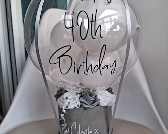 Hot Air Balloon Flower Box, hat box flowers, birthday balloon, celebration balloon, balloon gifts, gifts for her, gifts for him, celebration