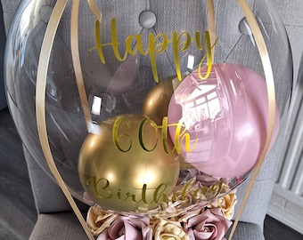 Hot Air Balloon Flower Box, hat box flowers, birthday balloon, celebration balloon, balloon gifts, gifts for her, gifts for him, celebration