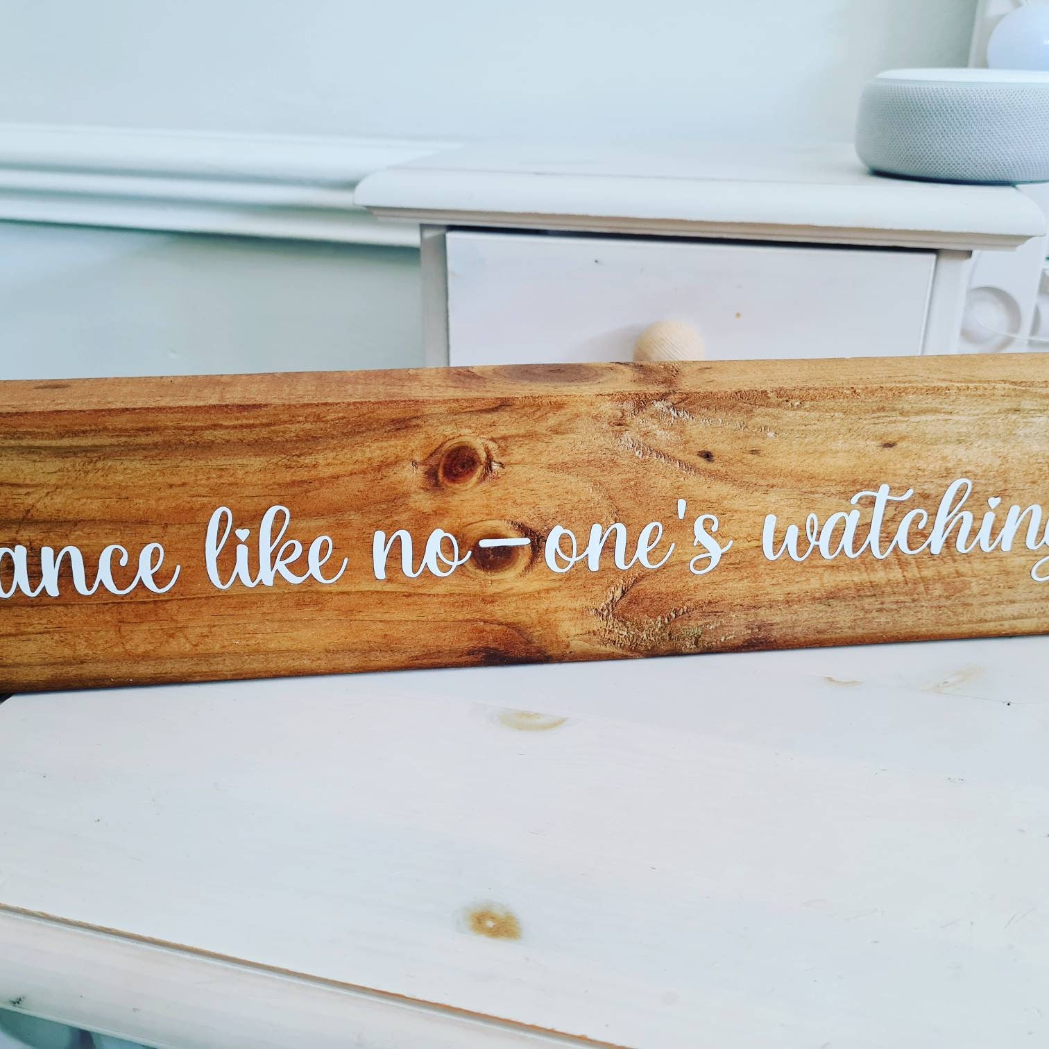 Personalised solid wood free standing sign plaque. Dance like Etsy