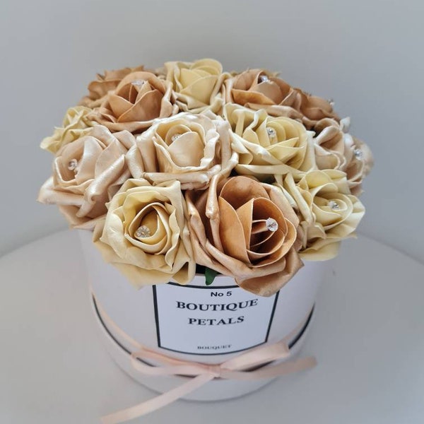 Boîte à chapeau fleurie, boîte à chapeau Rose, bouquet de fleurs, cadeau de pendaison de crémaillère, cadeau personnalisé, cadeau personnalisé, décoration de la maison, déco, fête des mères