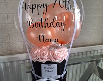 Hot Air Balloon Flower Box, hat box flowers, birthday balloon, celebration balloon, balloon gifts, gifts for her, gifts for him, celebration