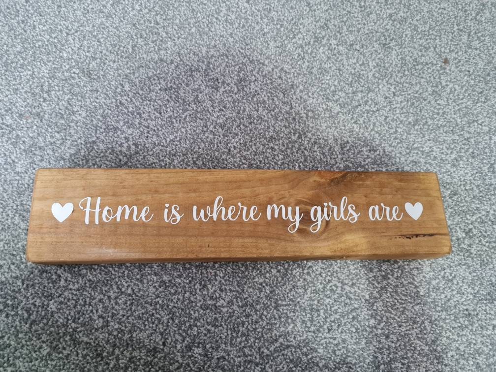 Personalised solid wood free standing sign plaque. Home is Etsy