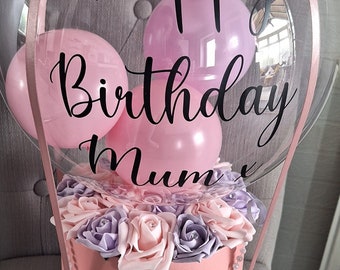 Hot Air Balloon Flower Box, hat box flowers, birthday balloon, celebration balloon, balloon gifts, gifts for her, gifts for him, celebration