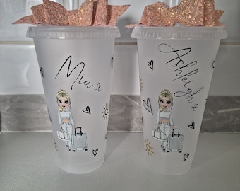 Personalised cold cup, vacation cups, holiday cups, hen party cups, wedding cups, cold cup, 24oz cold cup, summer cup, cup with straw.