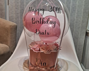 Hot Air Balloon Flower Box, hat box flowers, birthday balloon, celebration balloon, balloon gifts, gifts for her, gifts for him, celebration