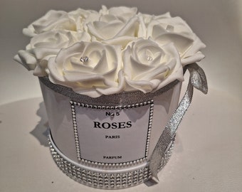 Diamante Rose Hat Box/ Bespoke Flower Hat Boxes / Rhinestones Flower Gift Box / Personalised Floral Box / Mothers Day Gift Box