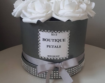 Diamante Rose Hat Box/ Bespoke Flower Hat Boxes / Rhinestones Flower Gift Box / Personalised Floral Box / Mothers Day Gift Box