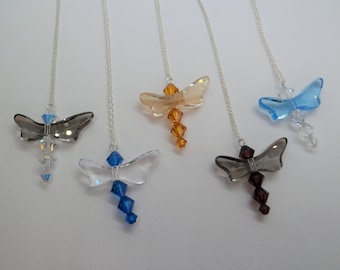 Swarovski-kristal libelhangerketting, sterlingzilver 16 of 18 inch