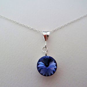 Swarovski Round Crystal Rivoli Sterling Silver Pendant Necklace, Lots Of Colours To Choose From 16 Inch or 18 Inch Chain image 3