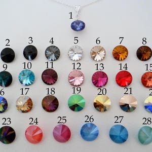 Swarovski Round Crystal Rivoli Sterling Silver Pendant Necklace, Lots Of Colours To Choose From 16 Inch or 18 Inch Chain image 2