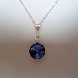 Swarovski Round Crystal Rivoli Sterling Silver Pendant Necklace, Lots Of Colours To Choose From 16 Inch or 18 Inch Chain image 9