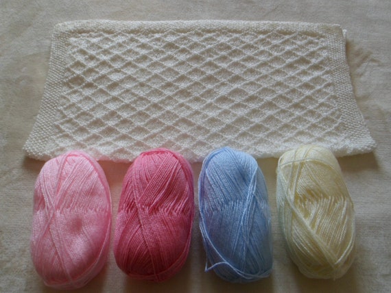 LOVELY NEW BLUE Hand Knitted Crochet Bring Home Baby Blanket Cot Pram Handmade