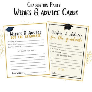 Tarjetas de deseos y consejos para la graduación, consejos para el graduado, 2 páginas imprimibles, fiesta de graduación