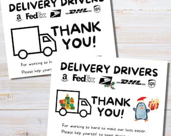 Lieferung Fahrer Danke Schild, Snack Korb, Urlaub & Schlicht (Instant Download)