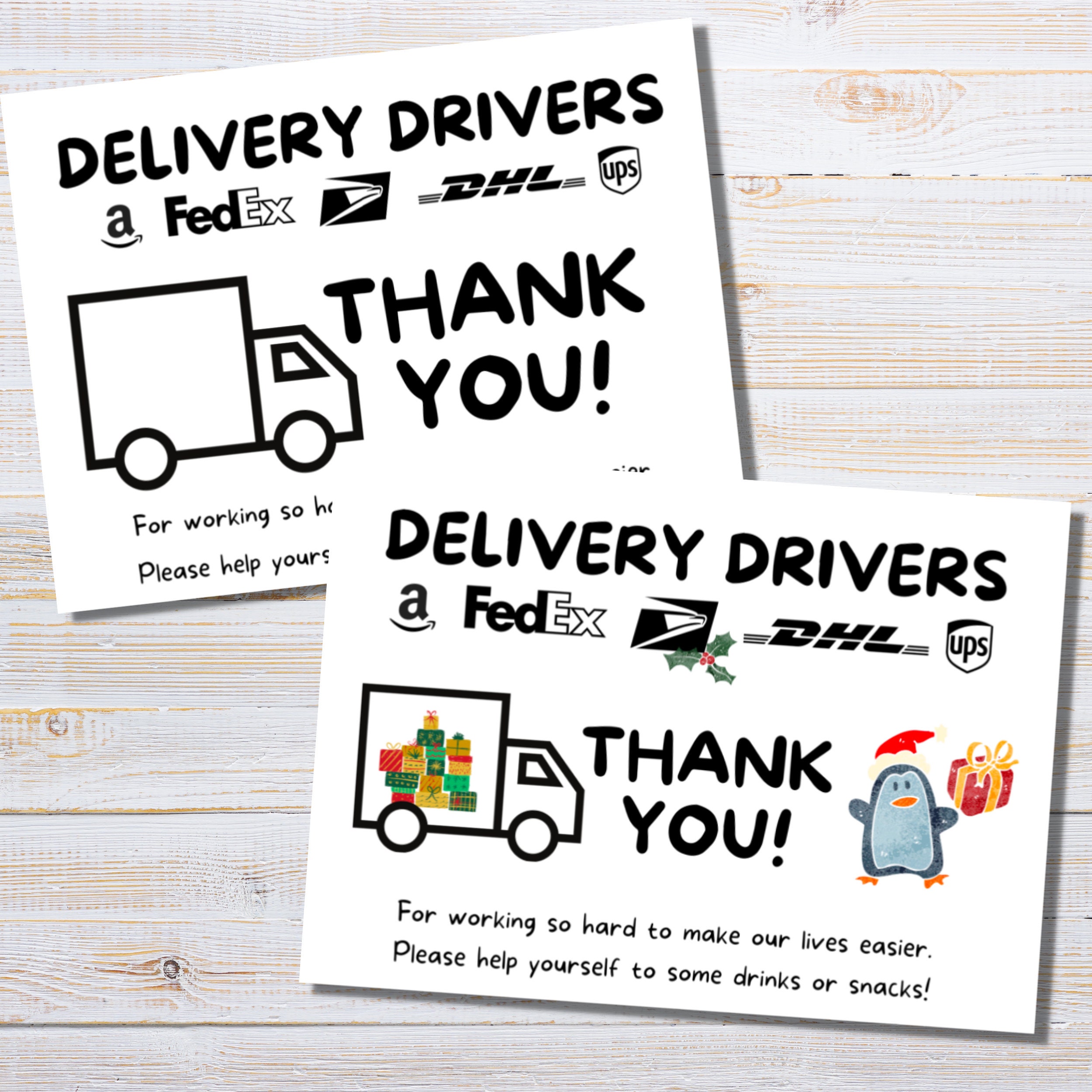 Delivery Driver Snack Sign, Instant Download, Bundle of Two, Holiday ...