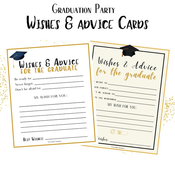 Graduation Wishes & Advice Cards, Advice for the Graduate, 2 Printable  Pages, Grad Party - Etsy