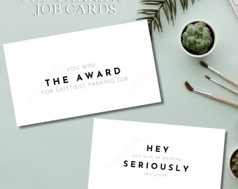 Bad Parking Job Business Cards, Funny Sayings, Minimalist Design, Easy print and cut cards, 10 different sayings