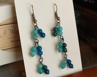 Синие серьги с подвесками