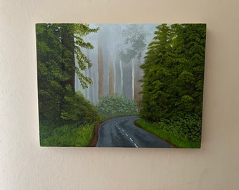 Оригинальная пейзажная картина маслом на деревянной панели