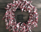 SALE Christmas Wreath / Holiday Wreath / Winter Wreath / Front Door Wreath Flannel Winter