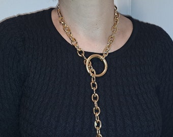 O CHUNKY NECKLACE, O Gold Drop Necklace, O Collar Necklace, O Ring Necklace, O Chain Choker Necklace, Statement Wide Gold Link Choker Chain