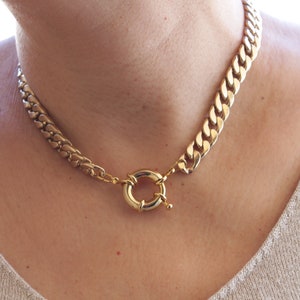 Gargantilla de cadena gruesa bañada en oro: collar llamativo