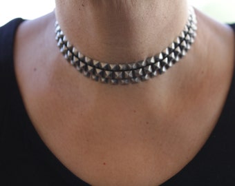 Chunky Silver Collar Choker: Edgy Statement Necklace