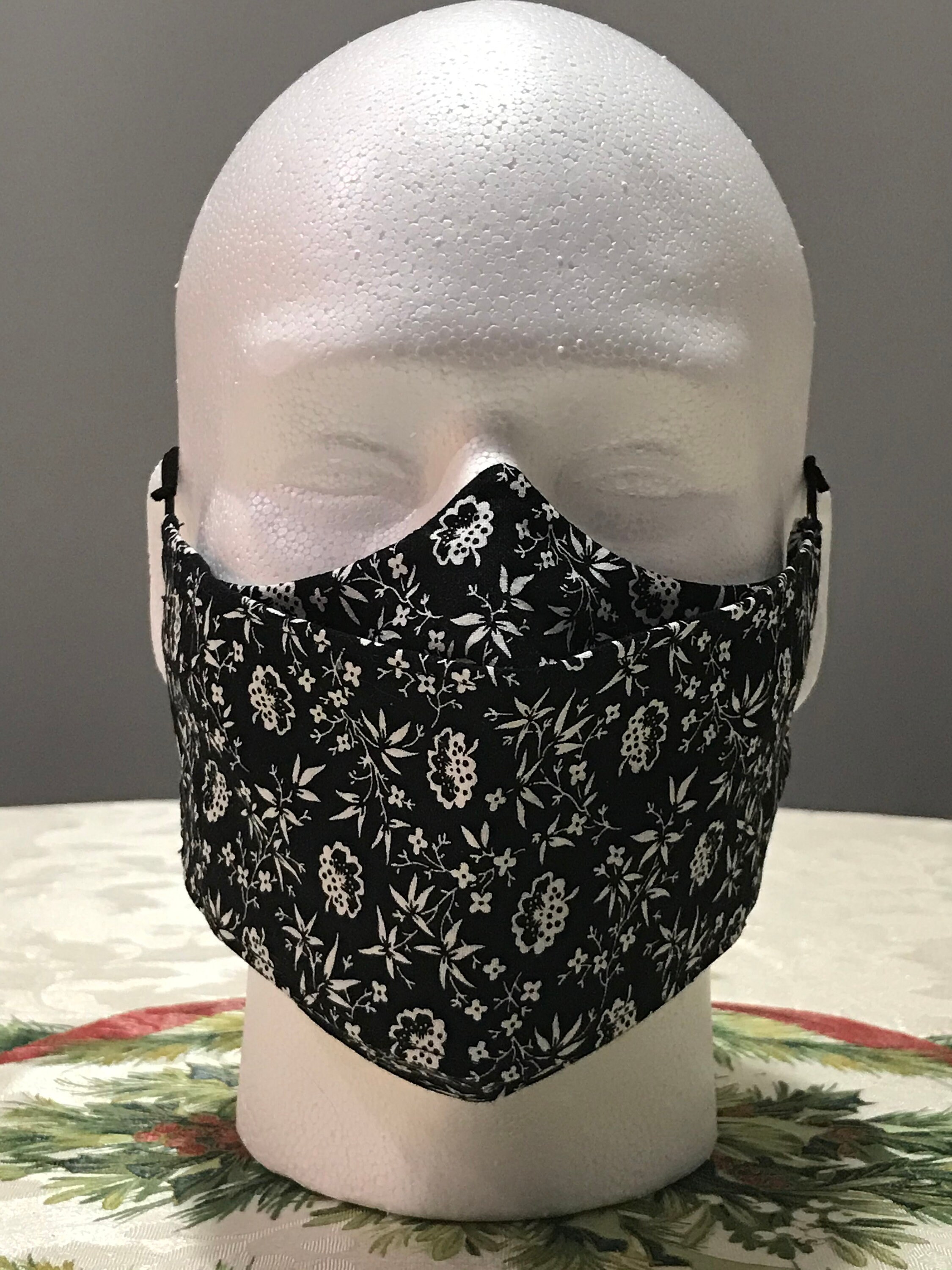 Black and White floral pattern mask 3D Washable 2 Layer Etsy