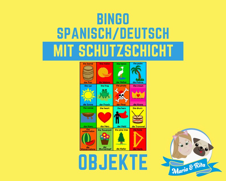 Bingo Objects Spanish/German with protective layer image 1
